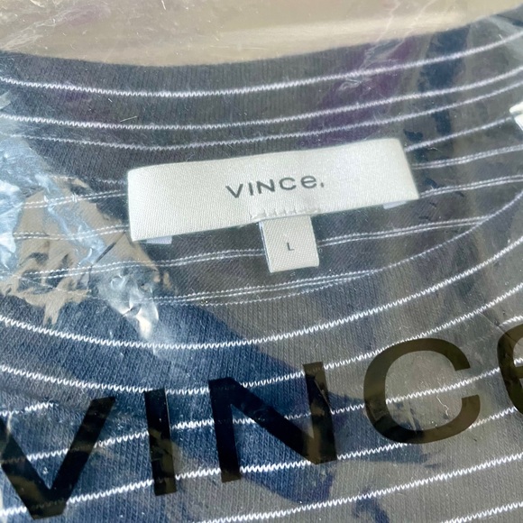 Vince Elbow Slv Crew Large -Coastal / Optic NWT - Picture 5 of 6